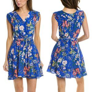 Yumi Kim Kennedy Mini Wrap Blue Floral Dress - Size‎ Large - NWT